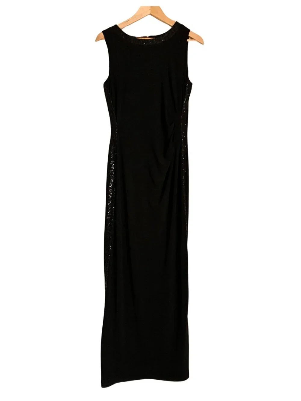 Chaps Flattering Evening Gown, Tasteful Sequin Details on Collar and Size SZ 1